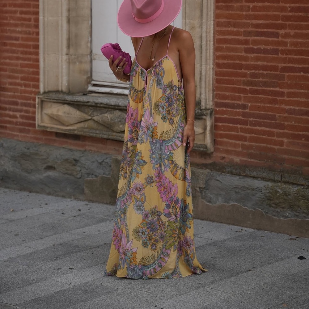 Zara Yellow Floral Maxi Dress - Picture 3 of 9